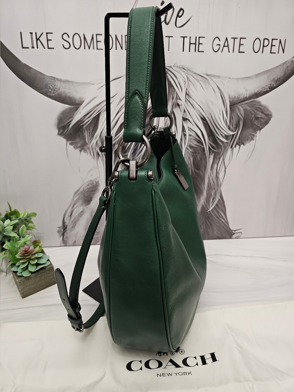 Coach Mae Hobo Hunter Green Glovetanned Leather Crossbody Bag - Picture 6 of 15